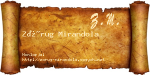 Zárug Mirandola névjegykártya